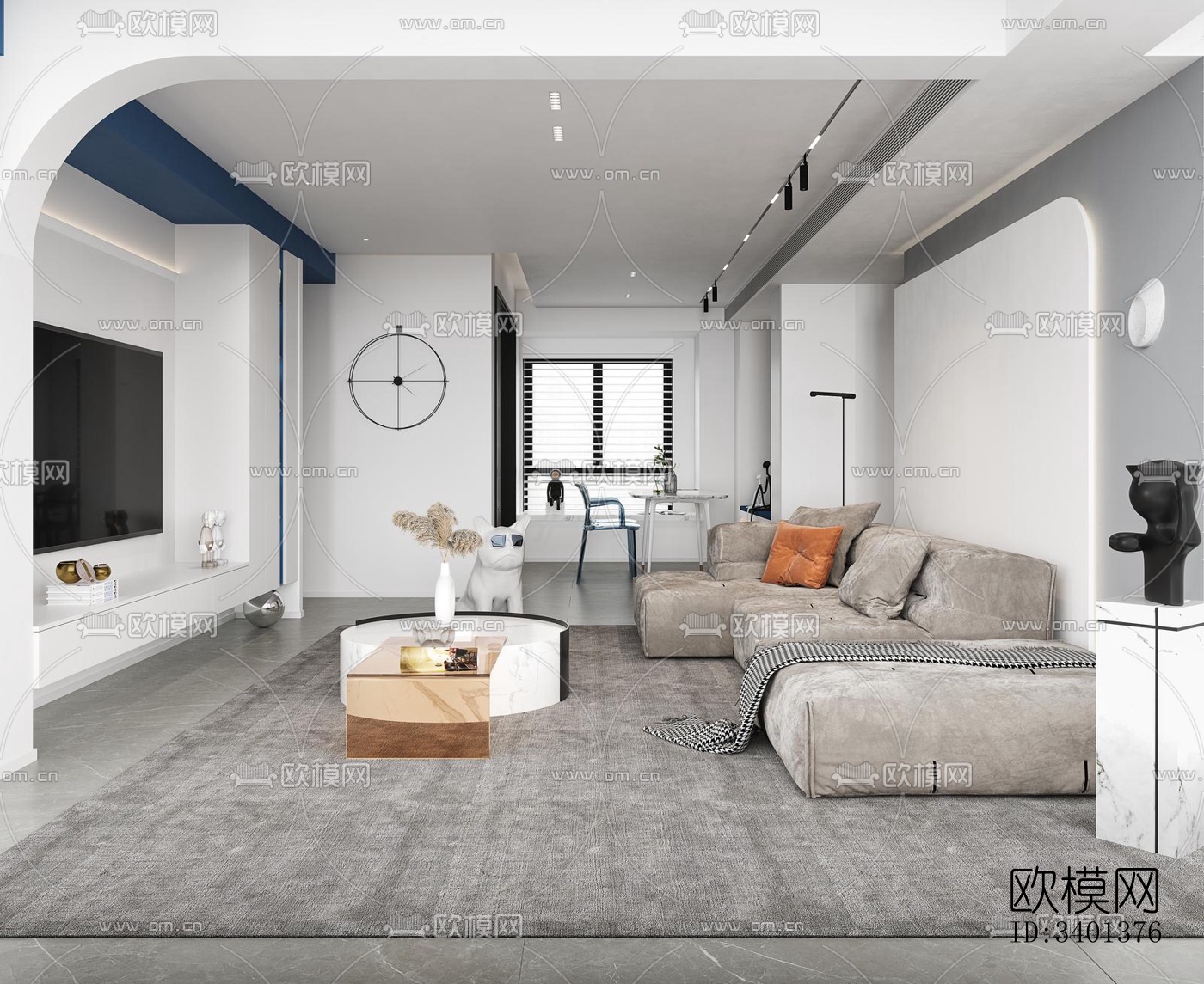 现代大平层效果图下载（渲染图9）