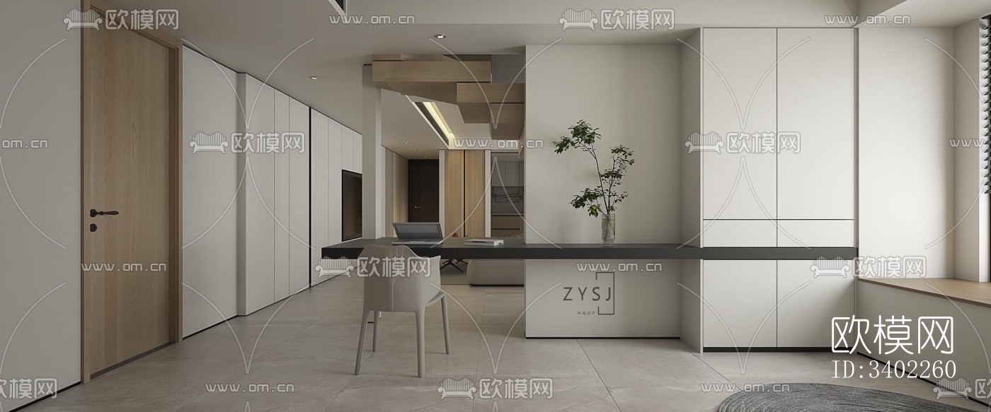 现代大平层效果图下载（渲染图13）