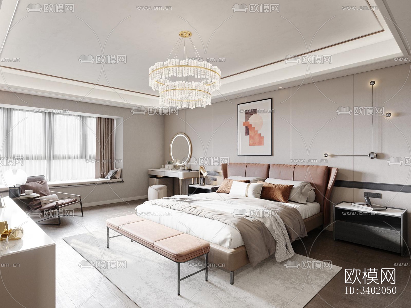 现代大平层效果图下载（渲染图4）