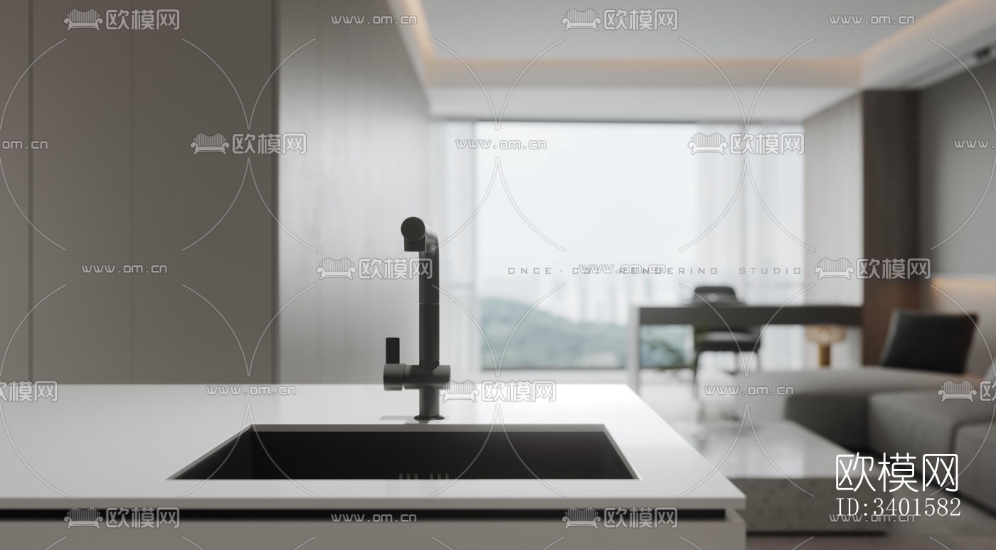 现代大平层效果图下载（渲染图10）