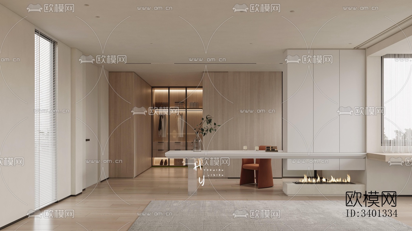 现代大平层效果图下载（渲染图4）