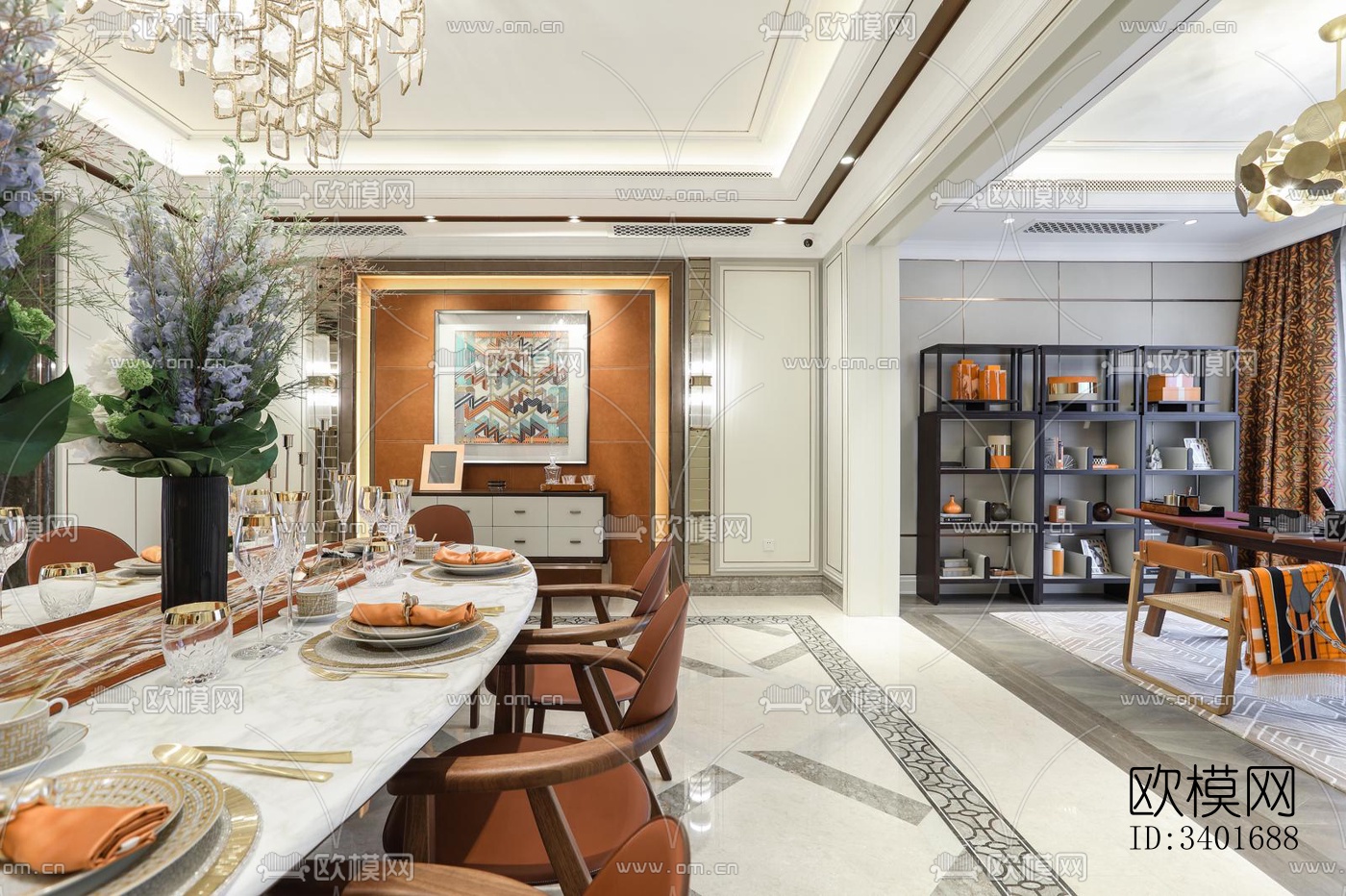 现代大平层效果图下载（渲染图7）