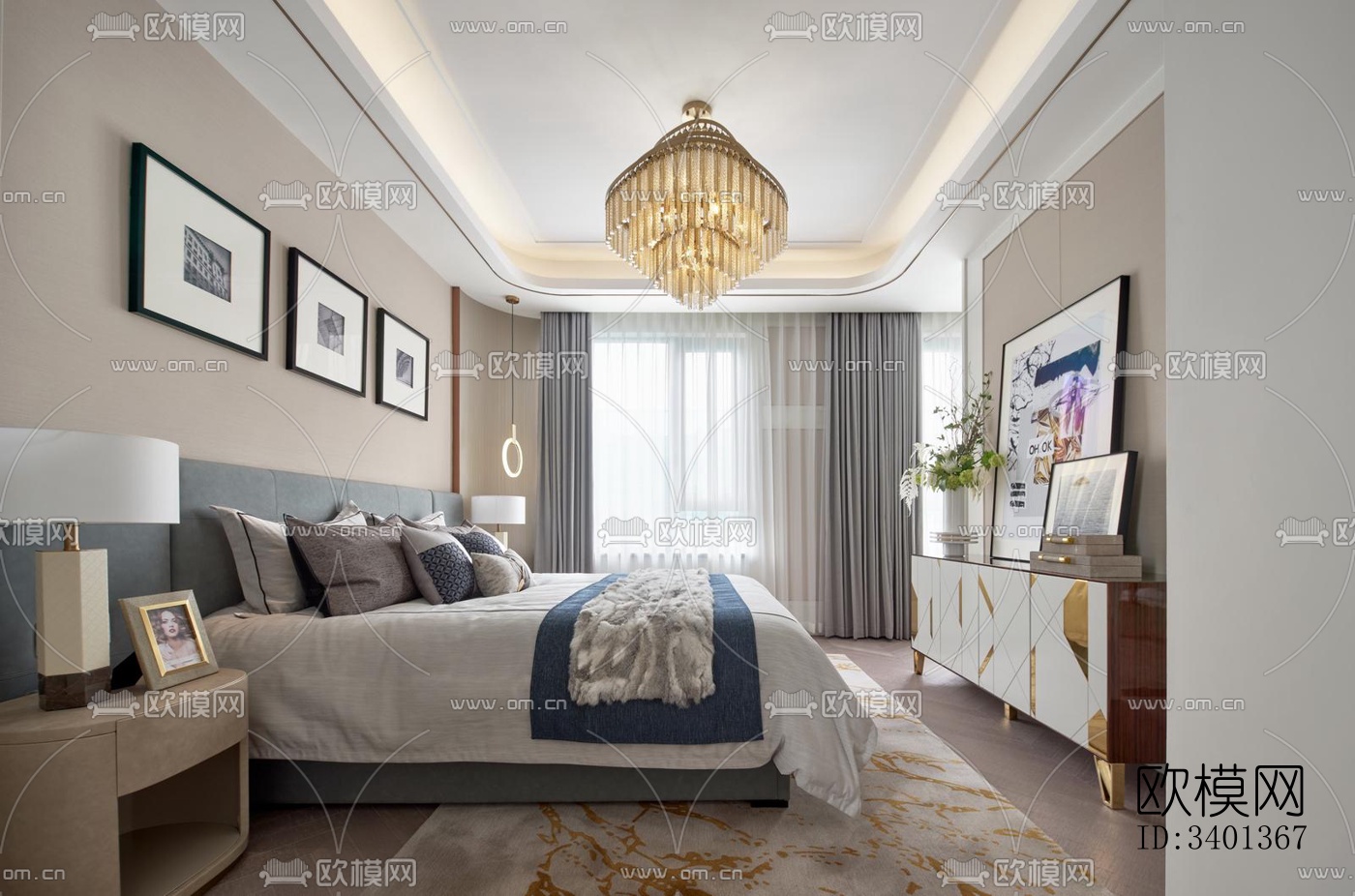 现代大平层效果图下载（渲染图8）