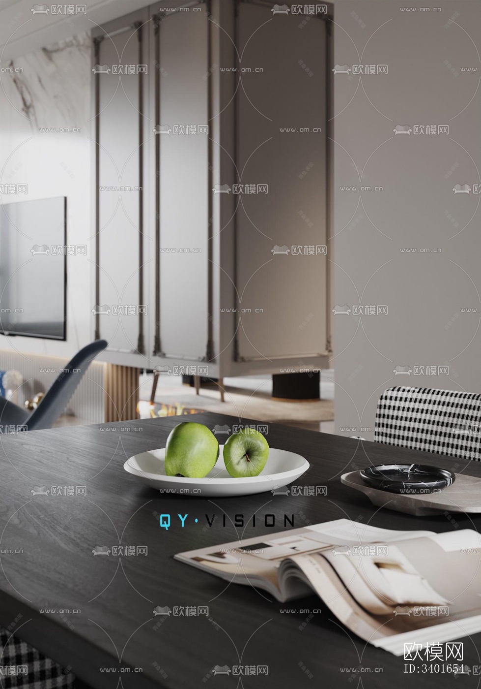 现代大平层效果图下载（渲染图6）