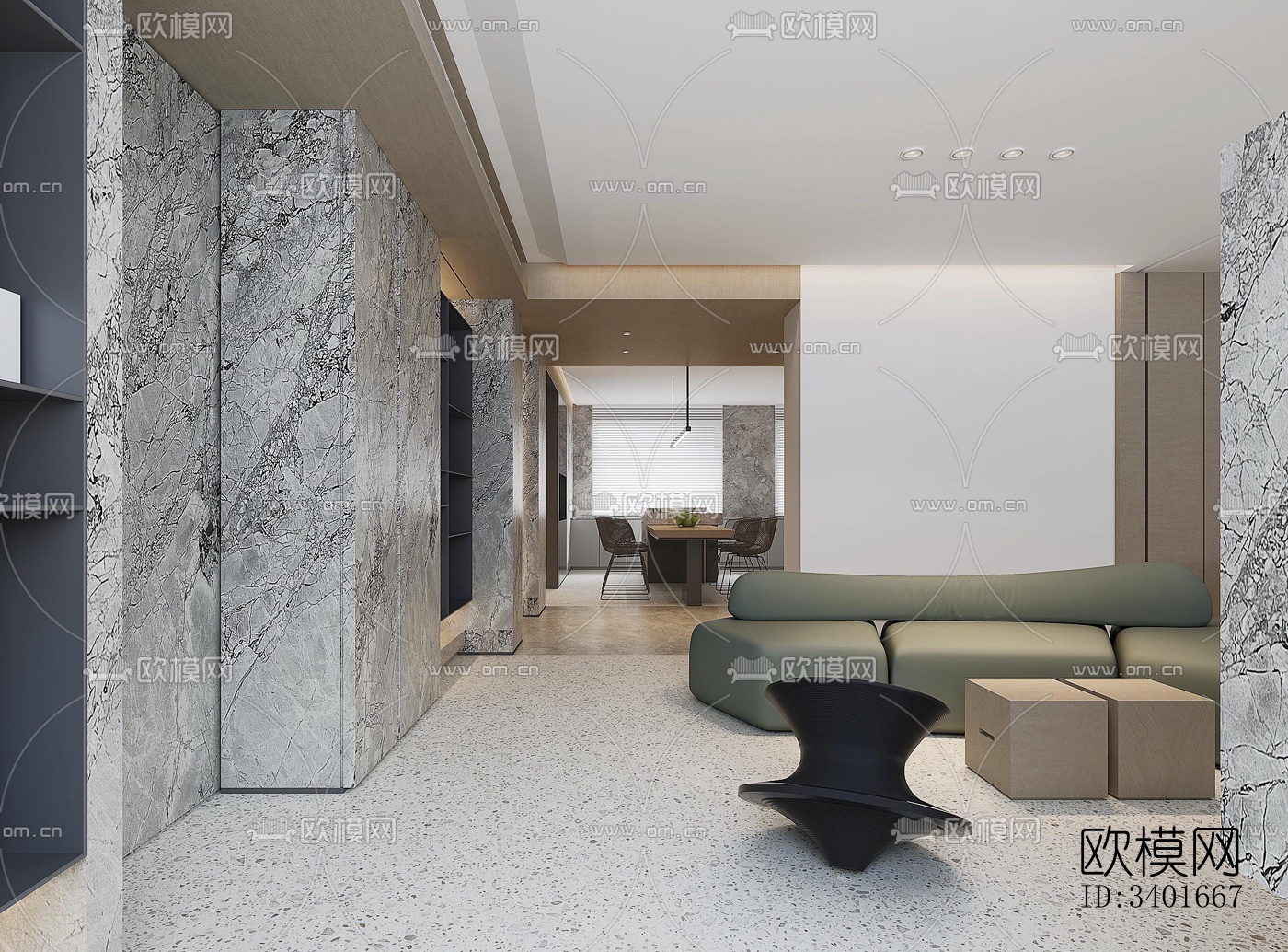 现代大平层效果图下载（渲染图14）