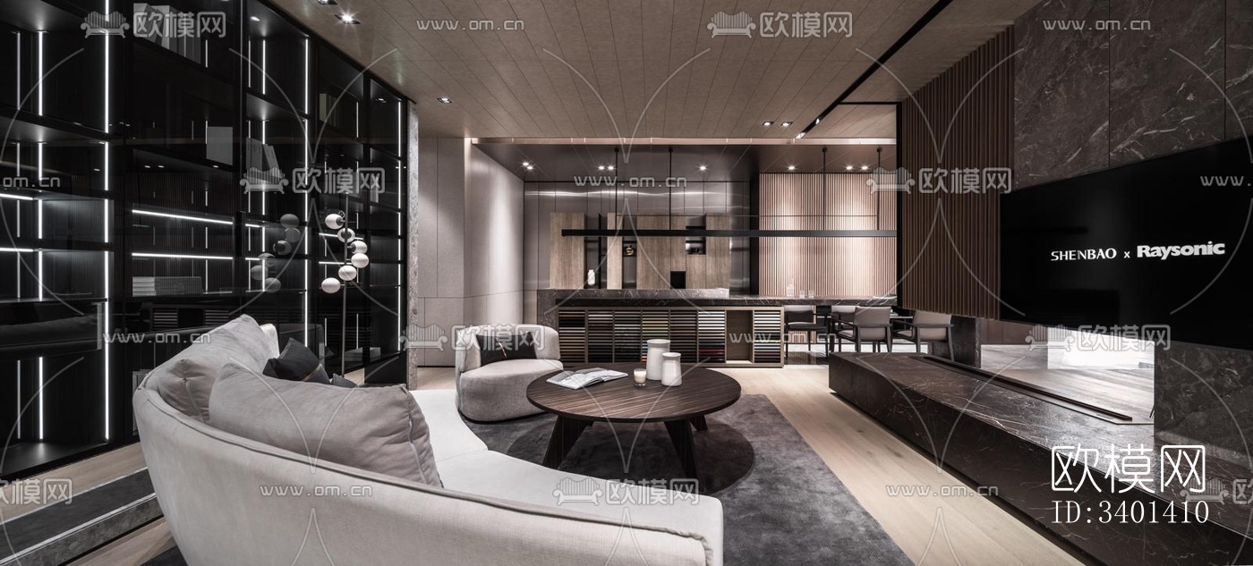 现代大平层效果图下载（渲染图8）