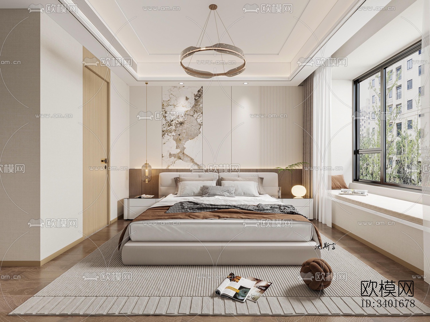 现代大平层效果图下载（渲染图9）