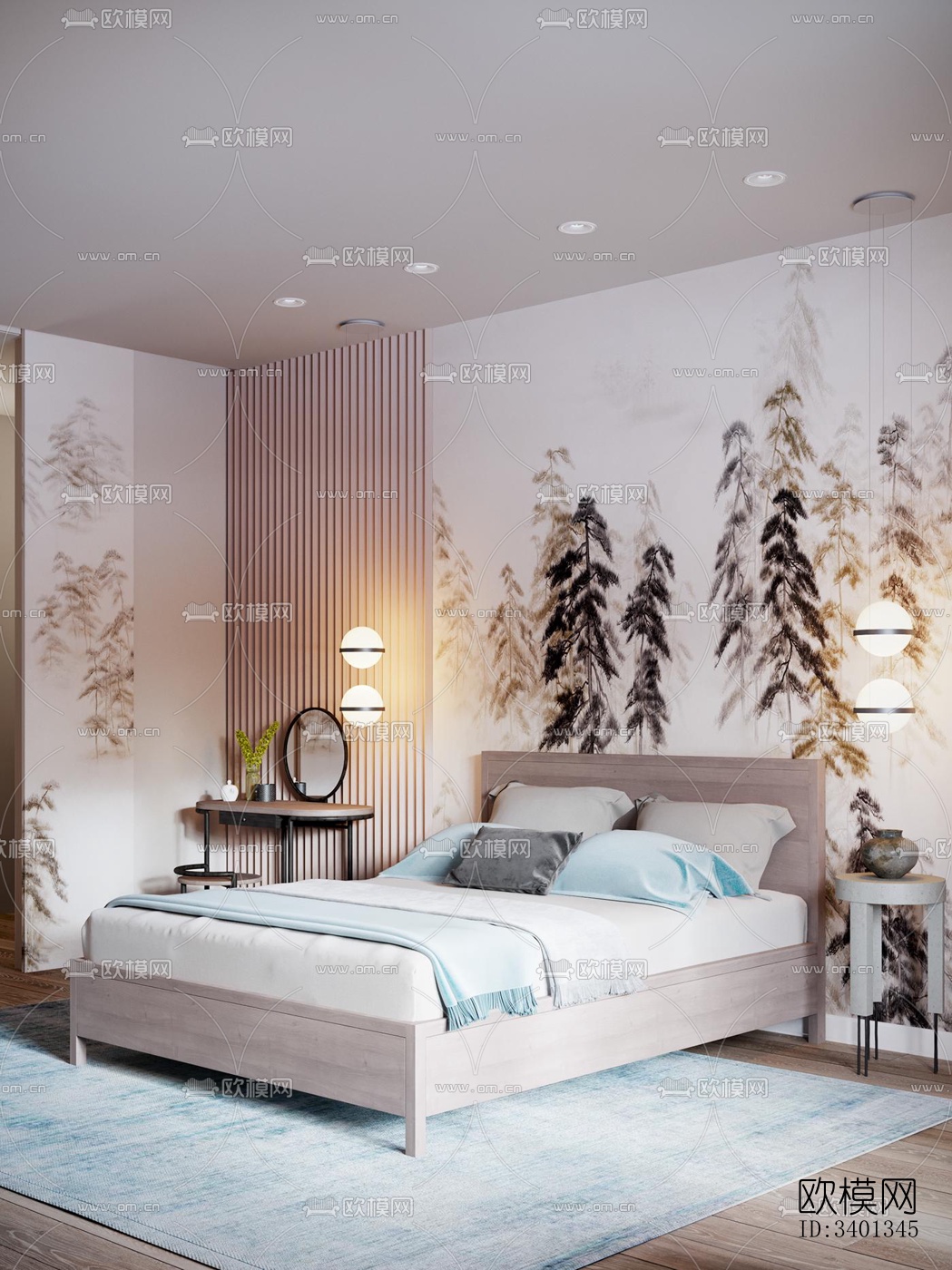 现代大平层效果图下载（渲染图1）