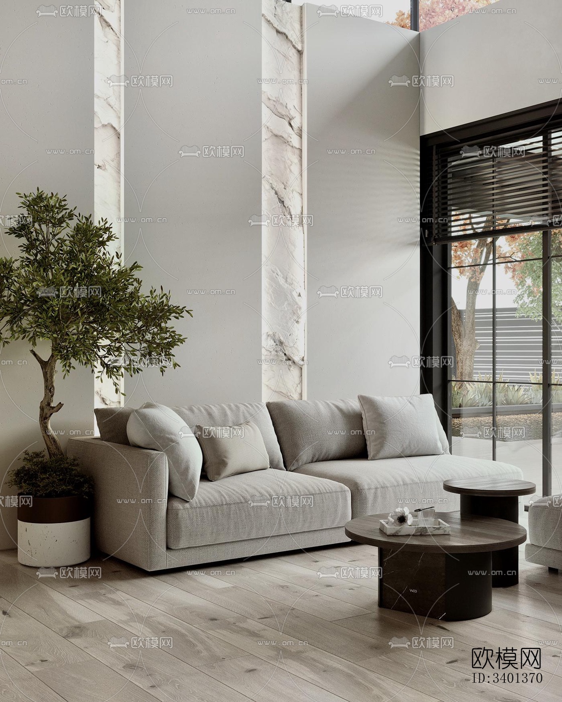 现代大平层效果图下载（渲染图12）