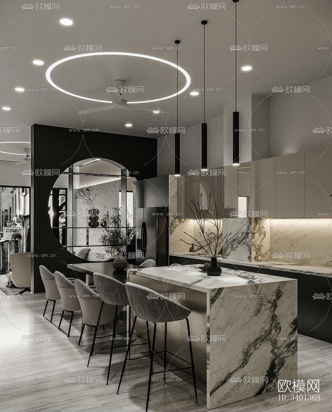 现代大平层效果图下载（渲染图13）