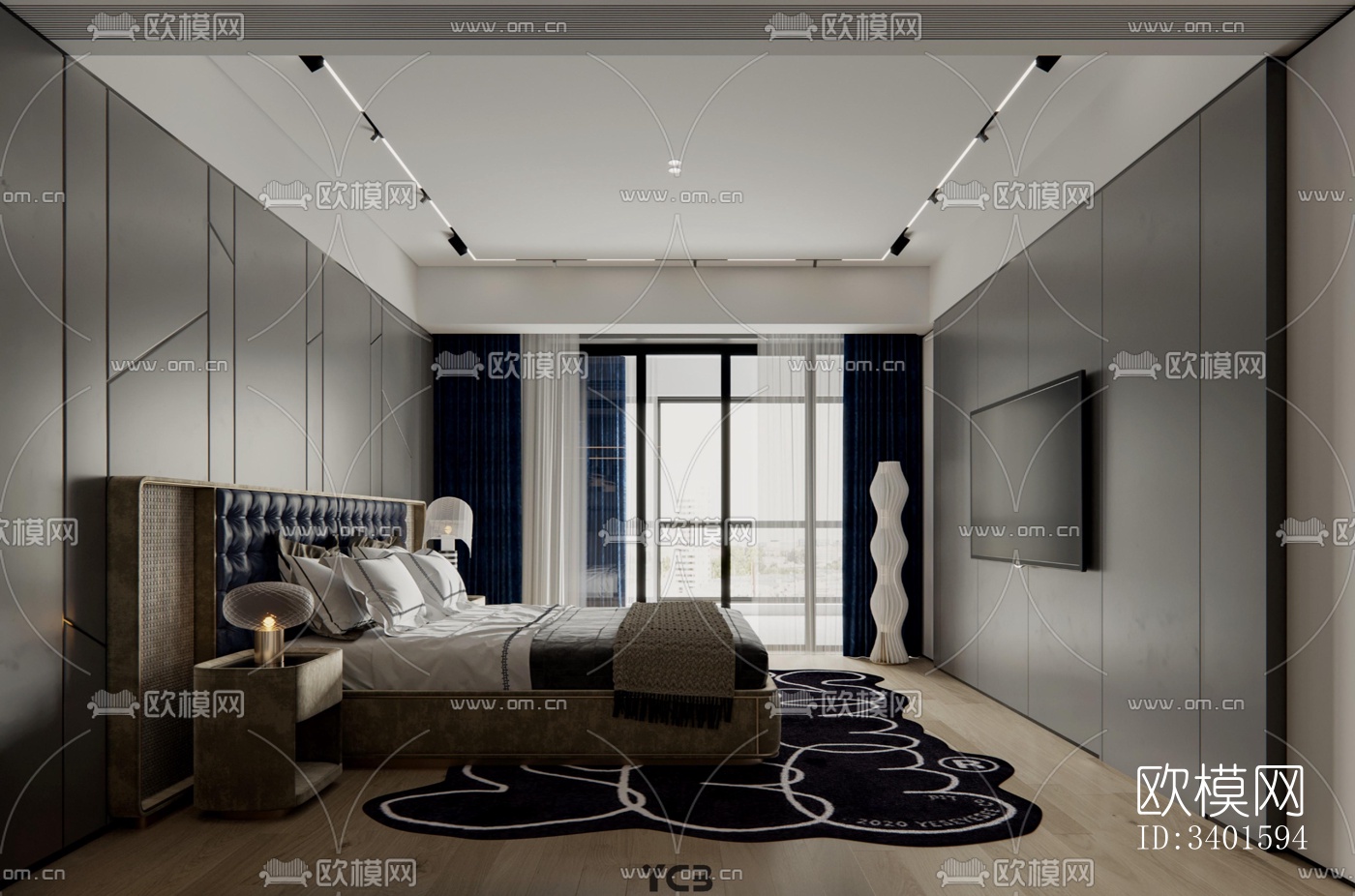 现代大平层效果图下载（渲染图3）