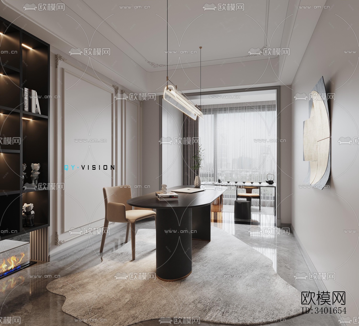 现代大平层效果图下载（渲染图9）