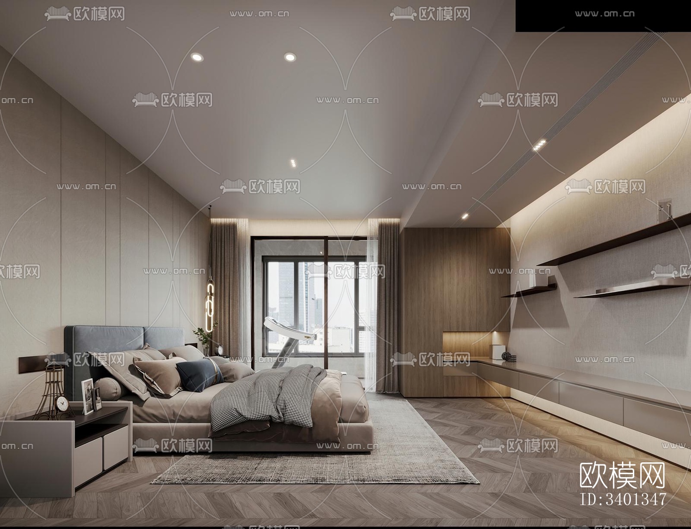 现代大平层效果图下载（渲染图10）