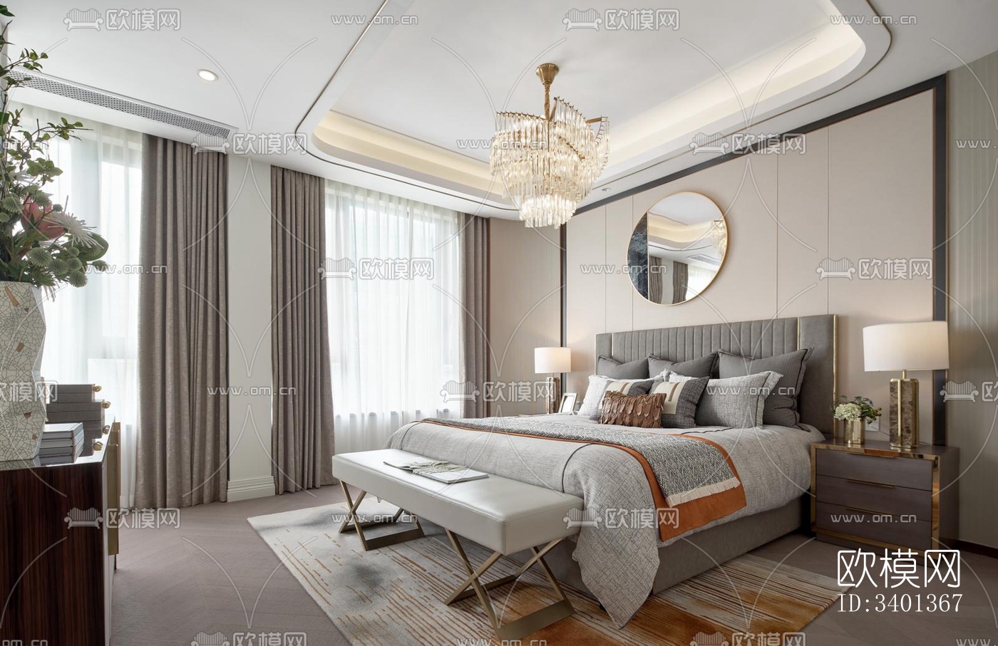 现代大平层效果图下载（渲染图10）