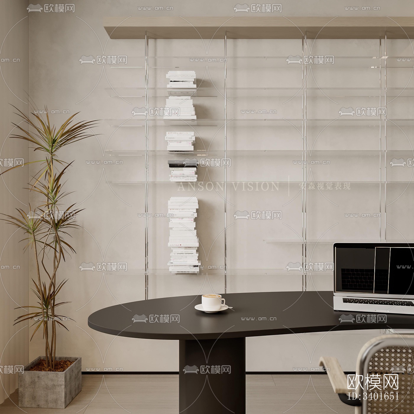 现代大平层效果图下载（渲染图14）