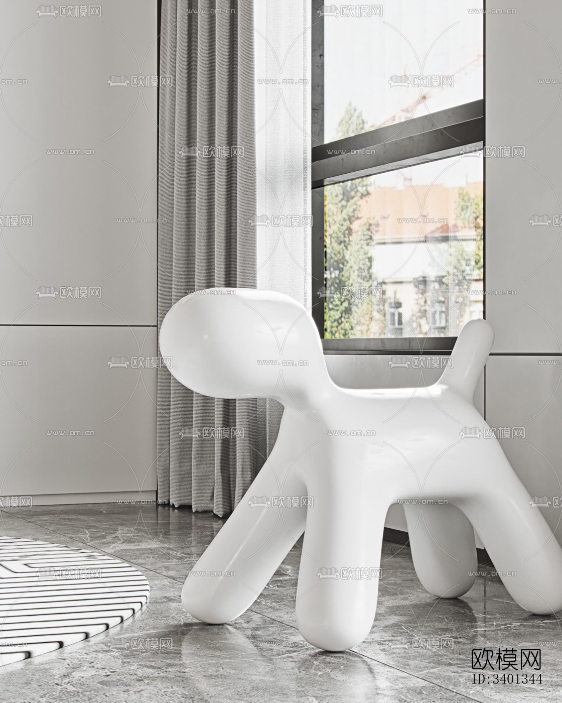 现代大平层效果图下载（渲染图6）