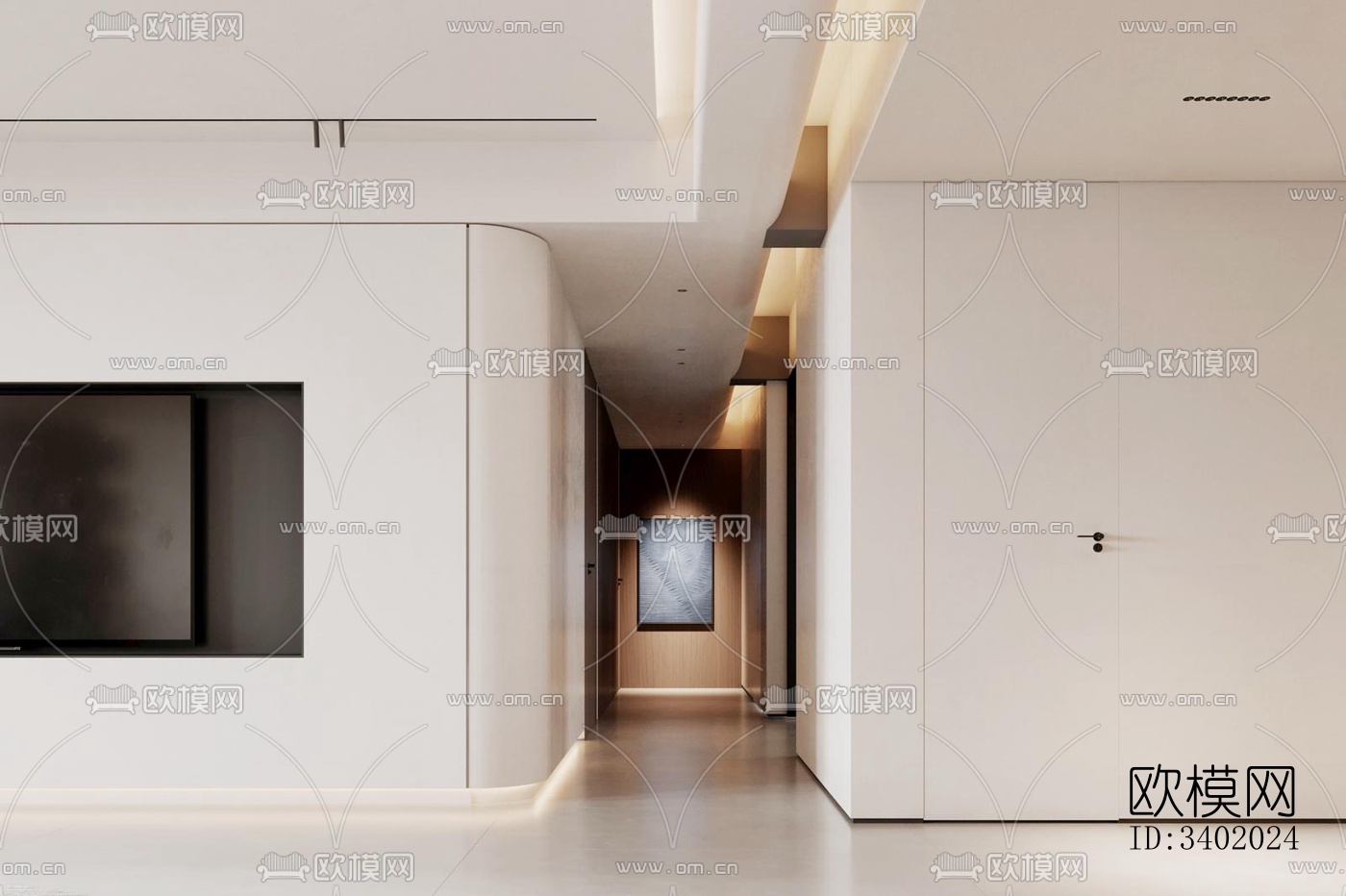 现代大平层效果图下载（渲染图3）