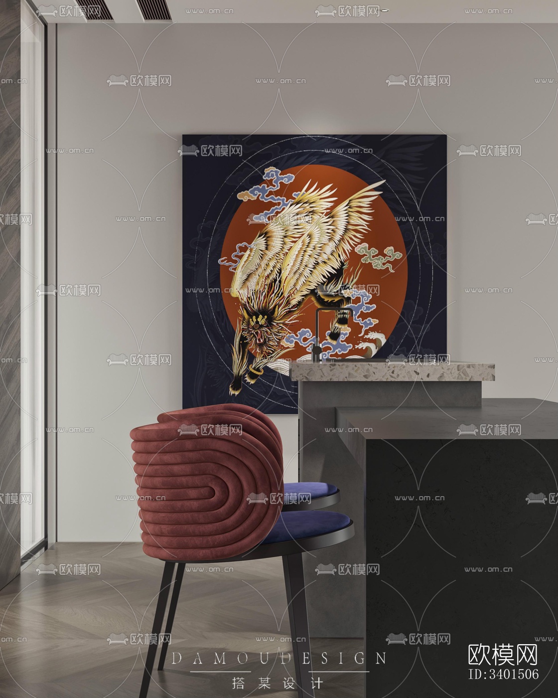 现代大平层效果图下载（渲染图8）