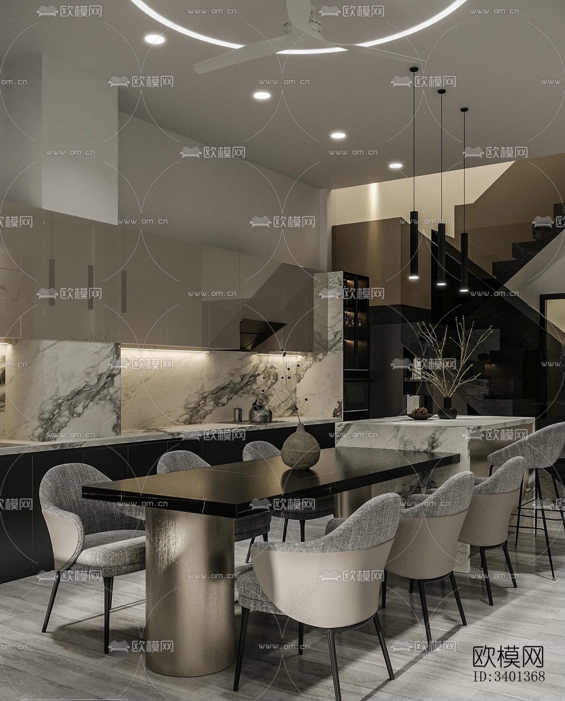 现代大平层效果图下载（渲染图14）