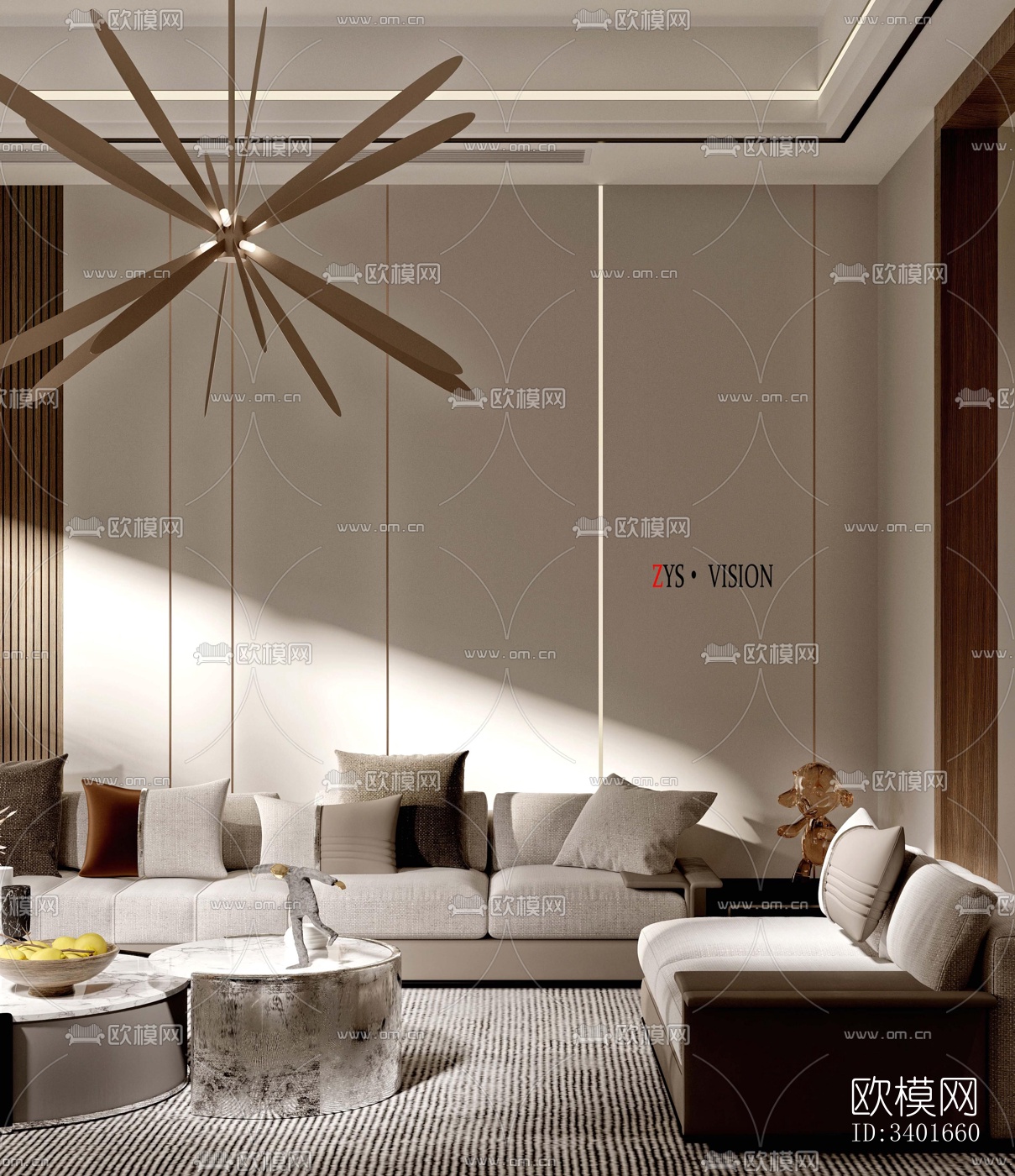 现代大平层效果图下载（渲染图6）