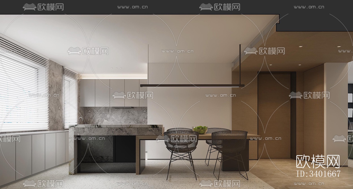 现代大平层效果图下载（渲染图10）