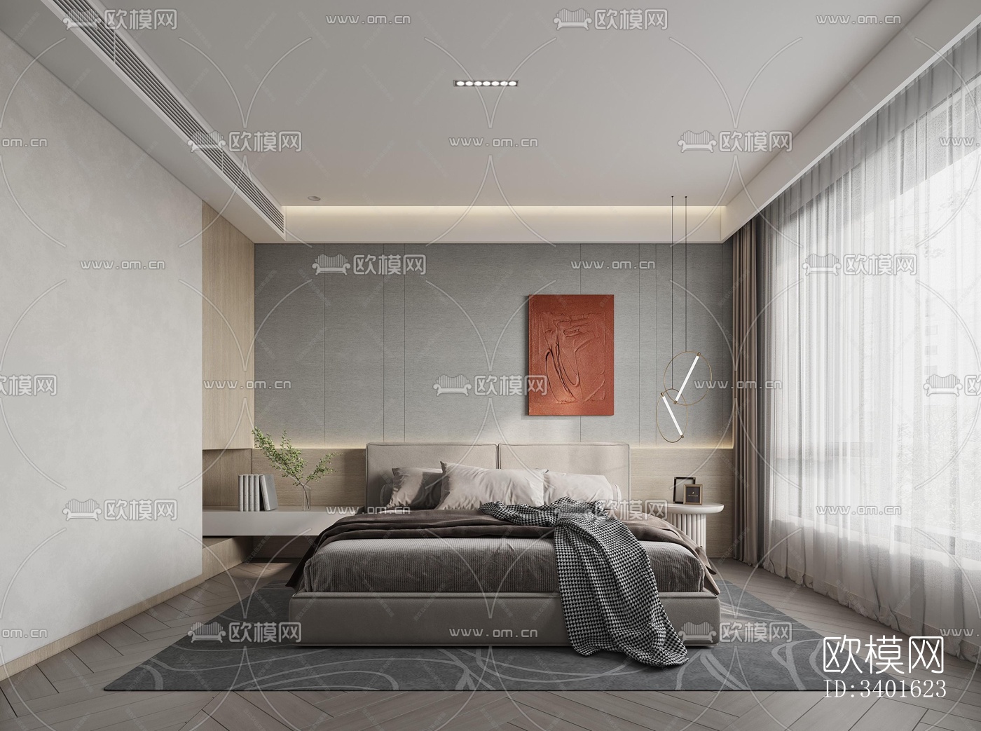 现代大平层效果图下载（渲染图1）