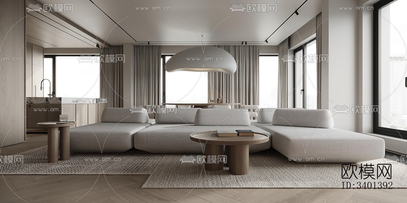 现代大平层效果图下载（渲染图5）