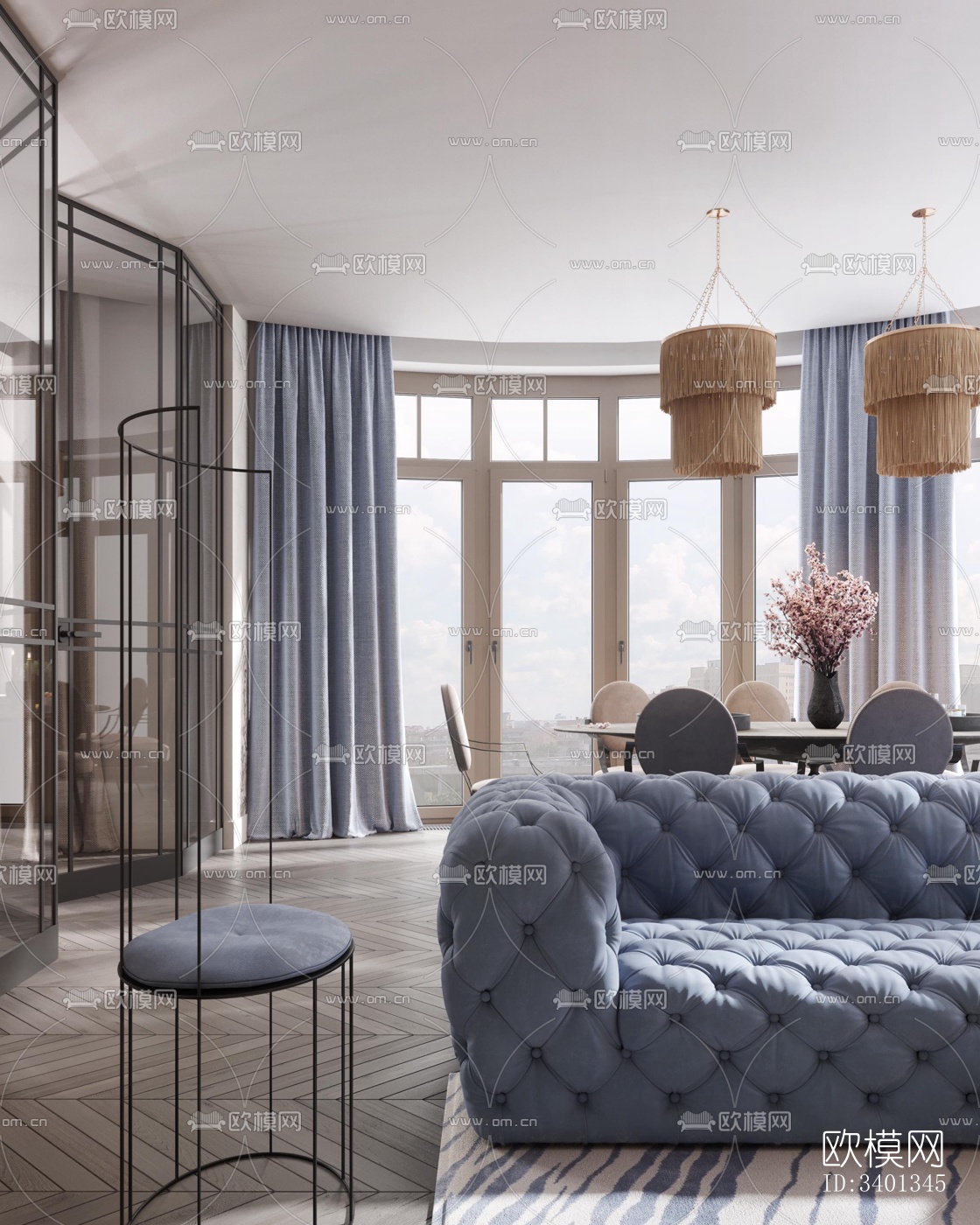 现代大平层效果图下载（渲染图2）