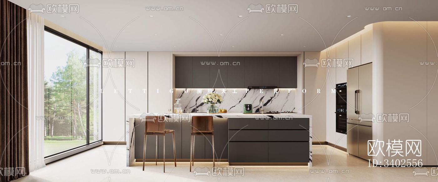 现代大平层效果图下载（渲染图5）