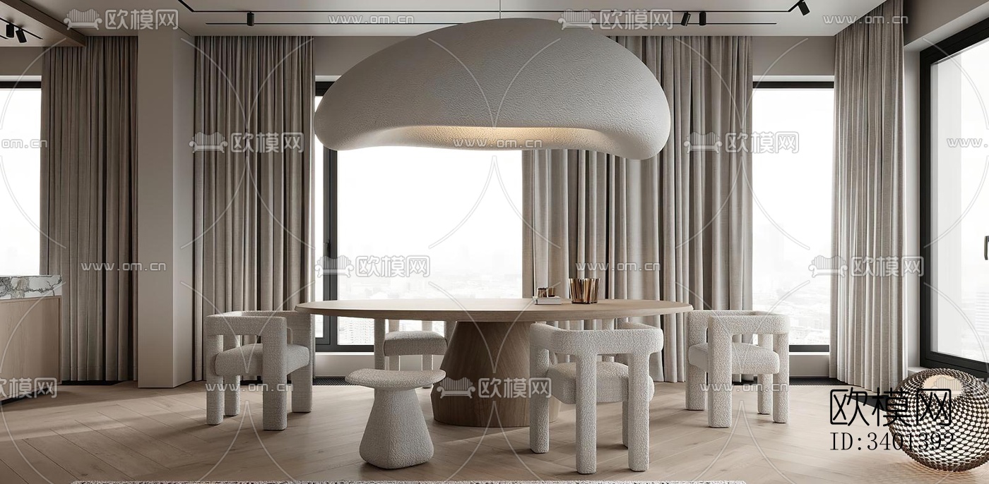 现代大平层效果图下载（渲染图3）