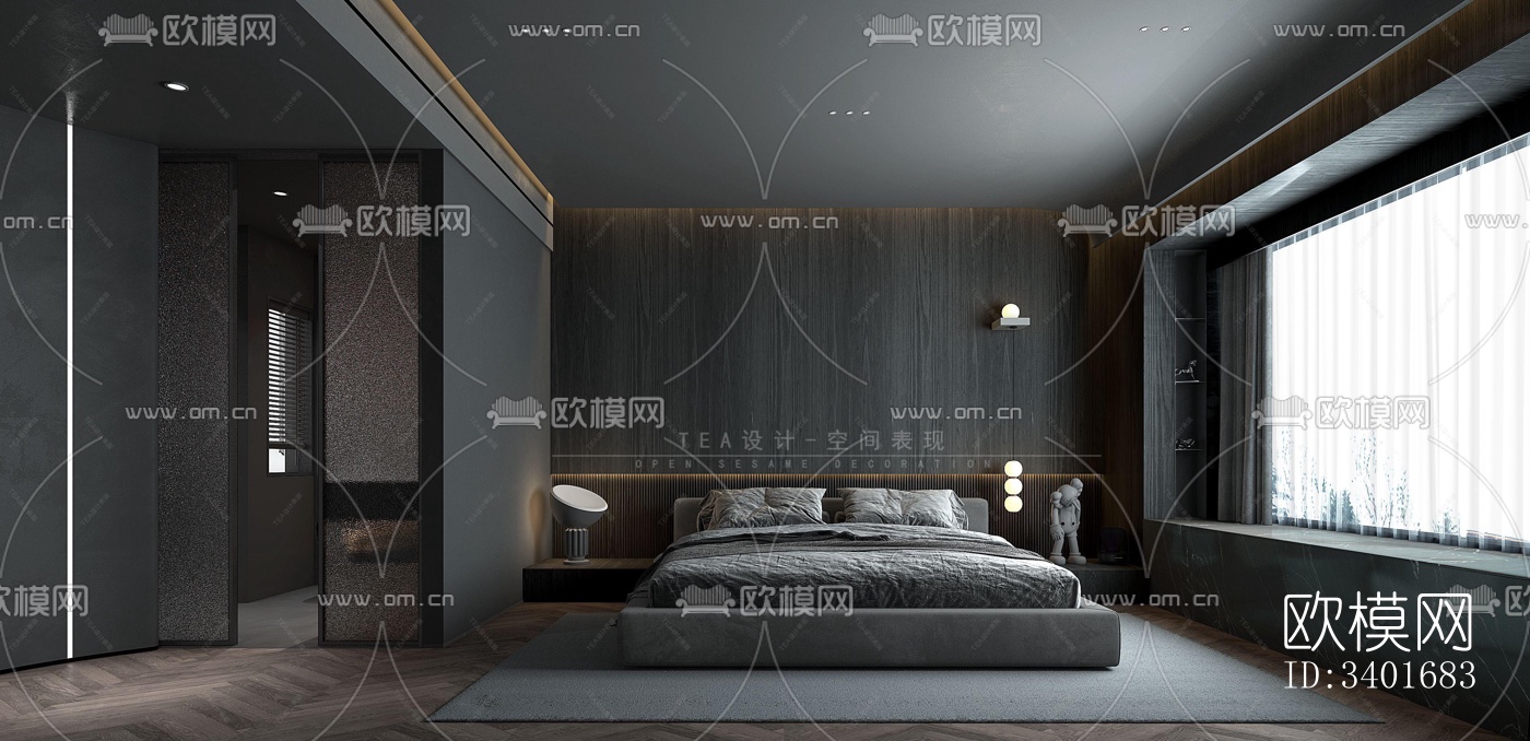 现代大平层效果图下载（渲染图5）