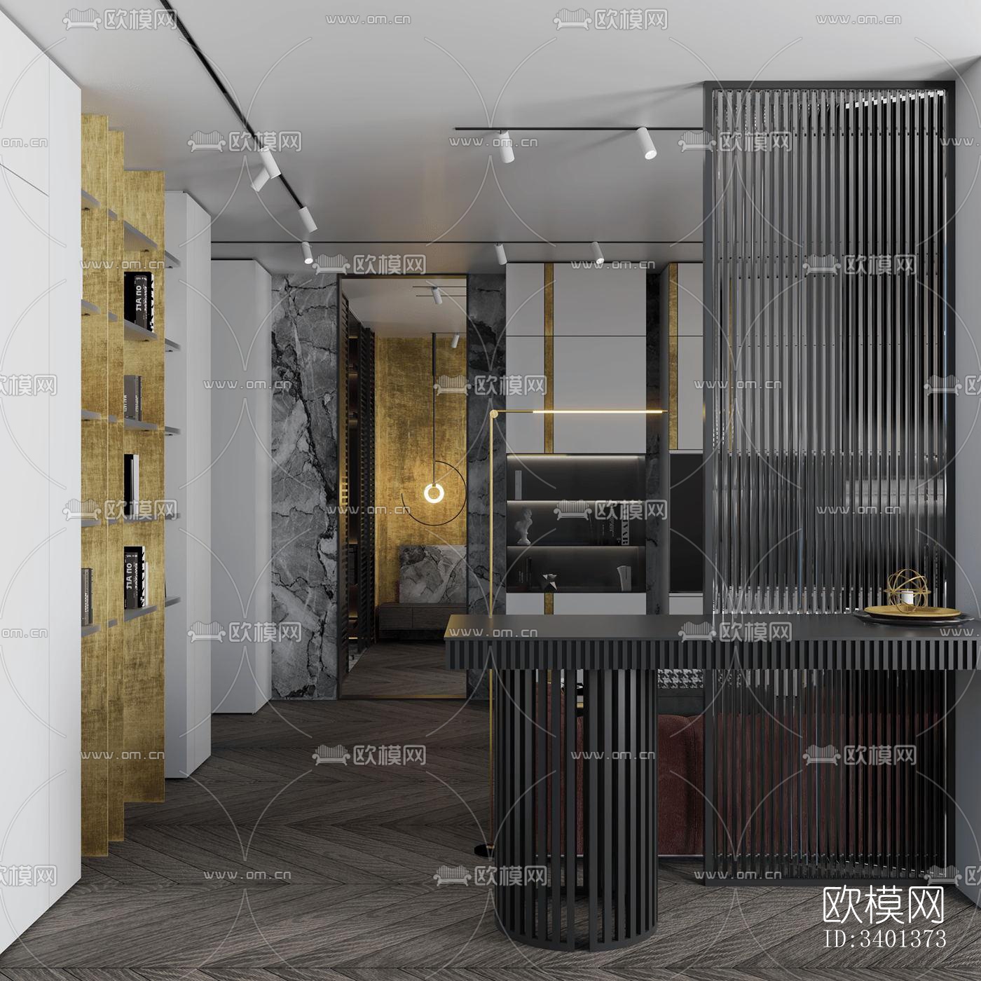 现代大平层效果图下载（渲染图3）