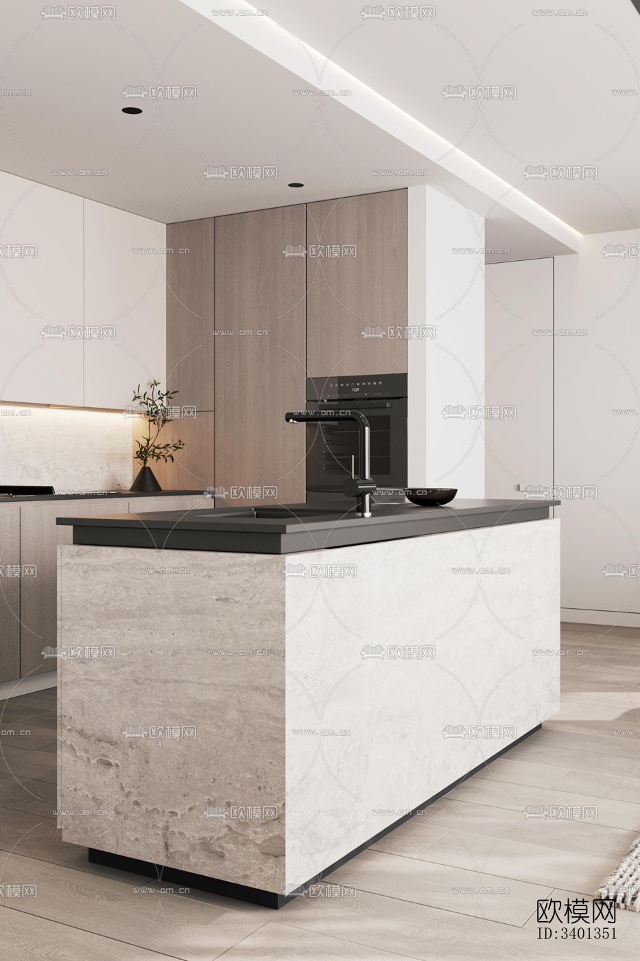 现代大平层效果图下载（渲染图14）