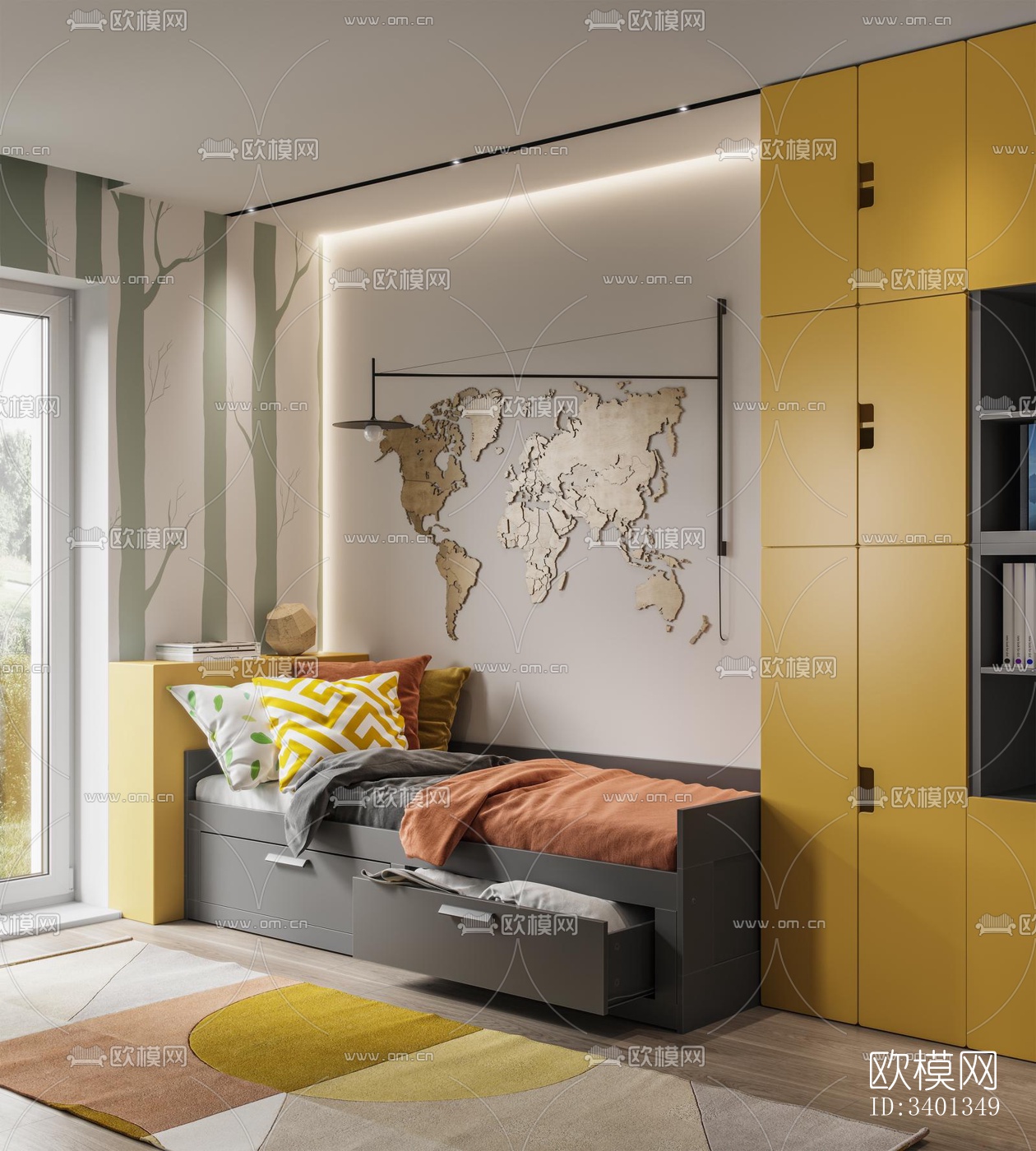 现代大平层效果图下载（渲染图5）