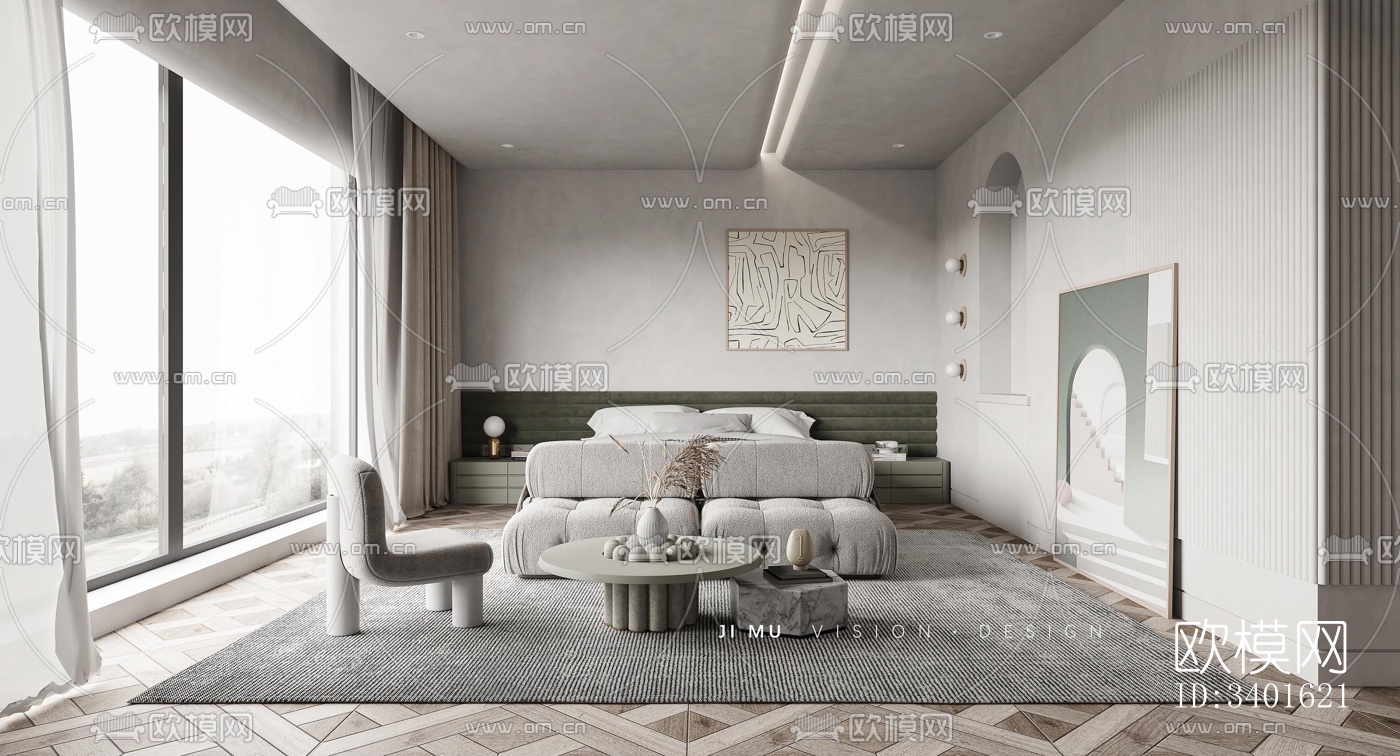 现代大平层效果图下载（渲染图11）