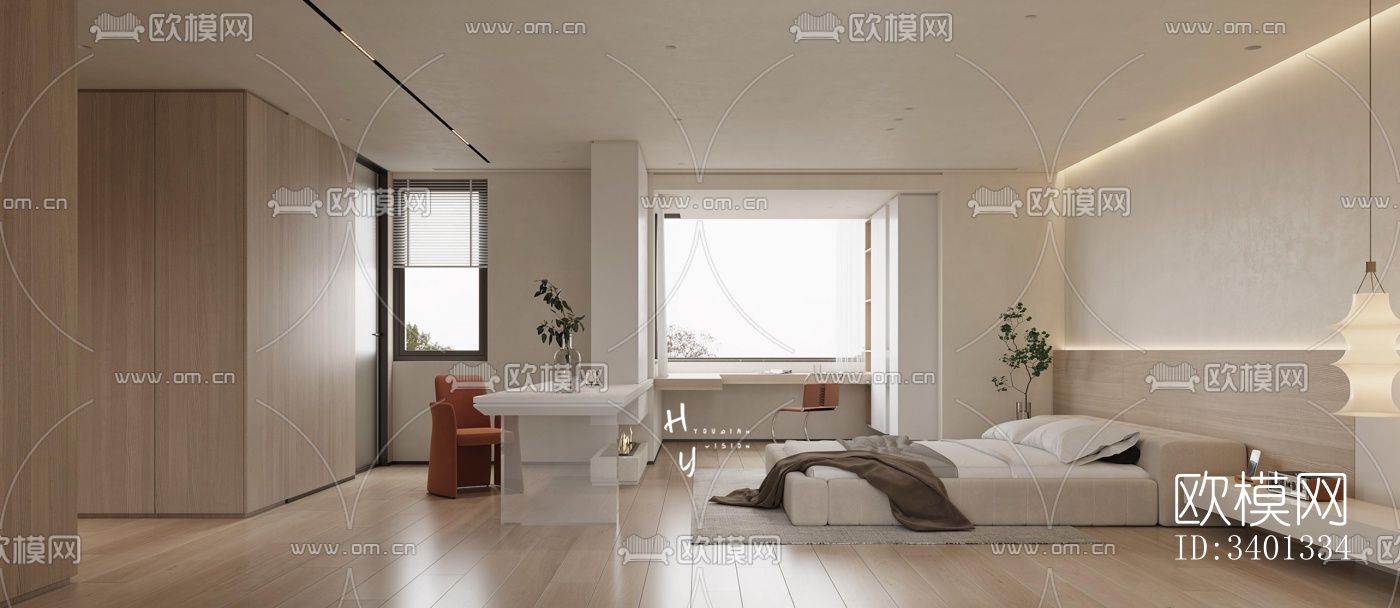 现代大平层效果图下载（渲染图15）