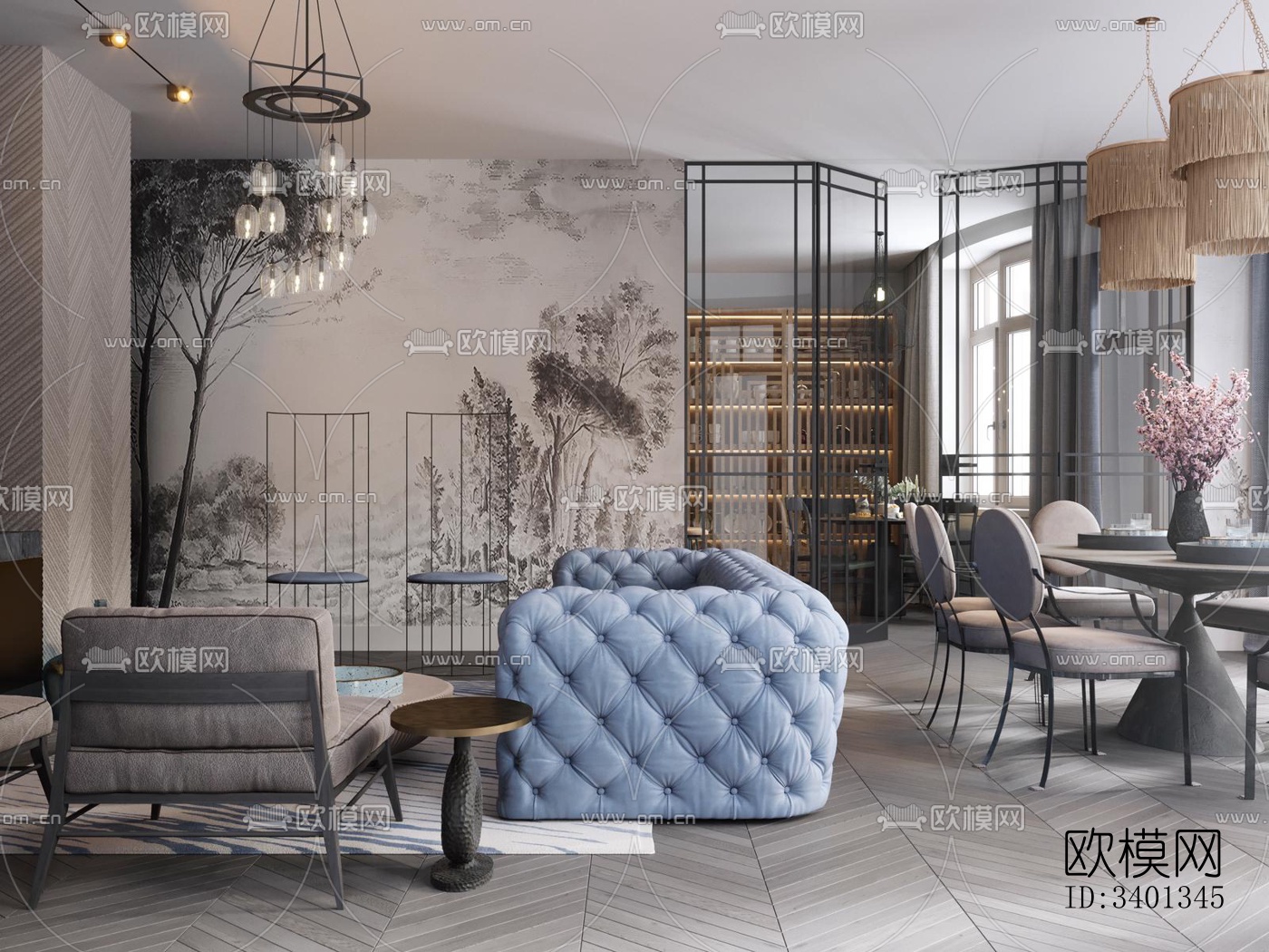 现代大平层效果图下载（渲染图13）