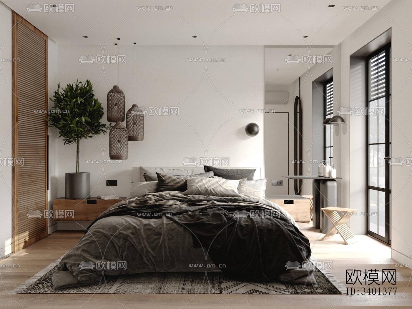 现代大平层效果图下载（渲染图6）