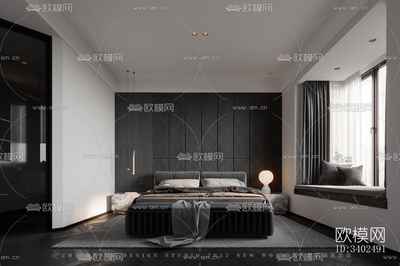 现代大平层效果图下载（渲染图7）