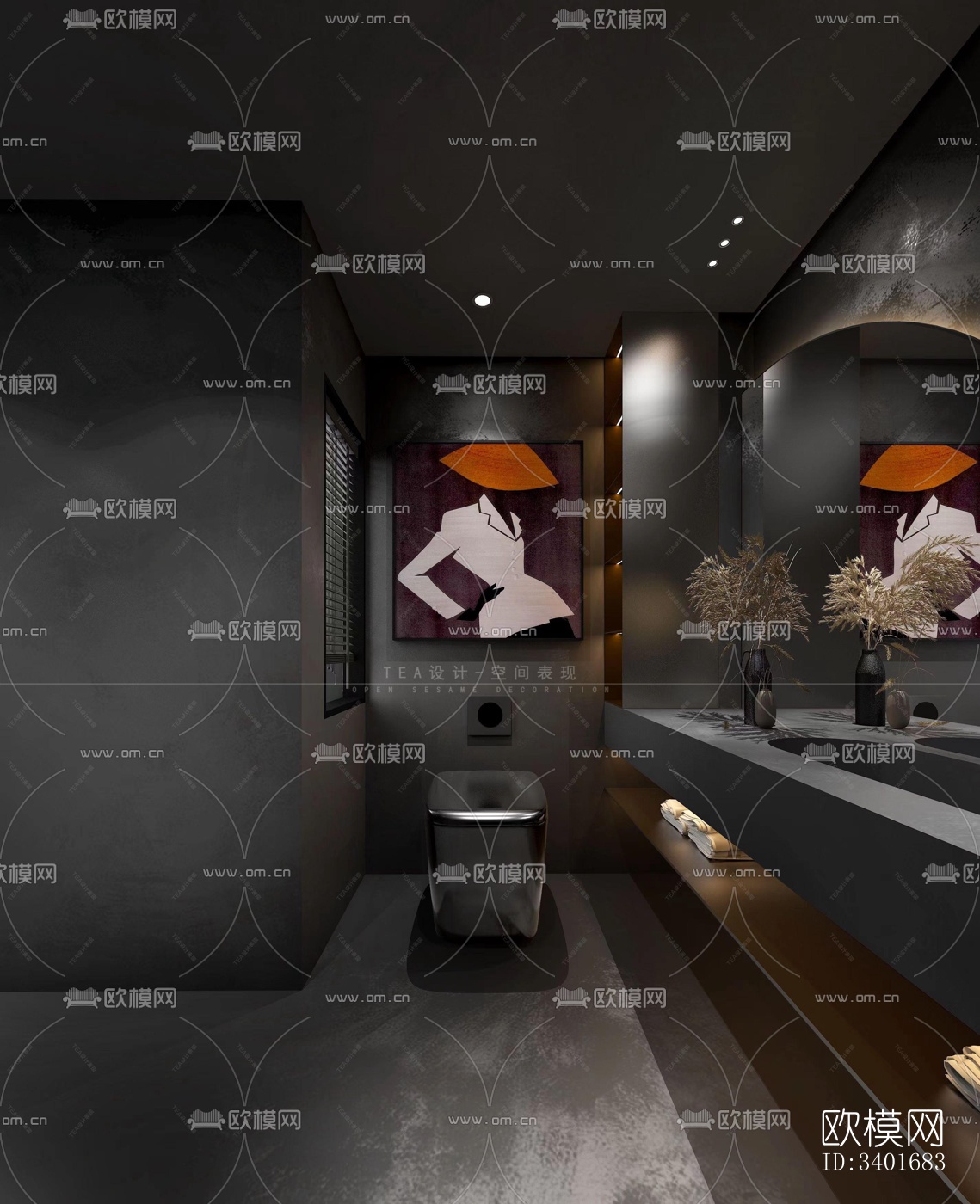 现代大平层效果图下载（渲染图1）