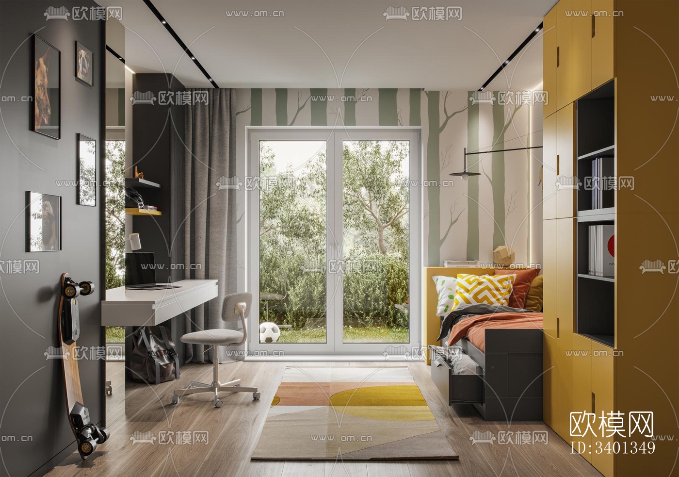 现代大平层效果图下载（渲染图6）