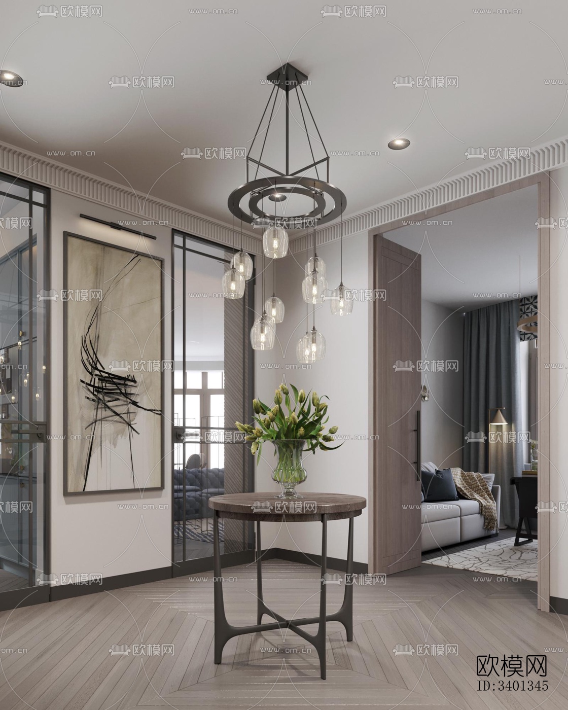 现代大平层效果图下载（渲染图14）