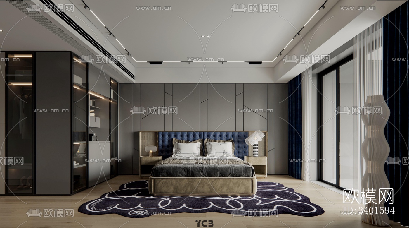 现代大平层效果图下载（渲染图4）