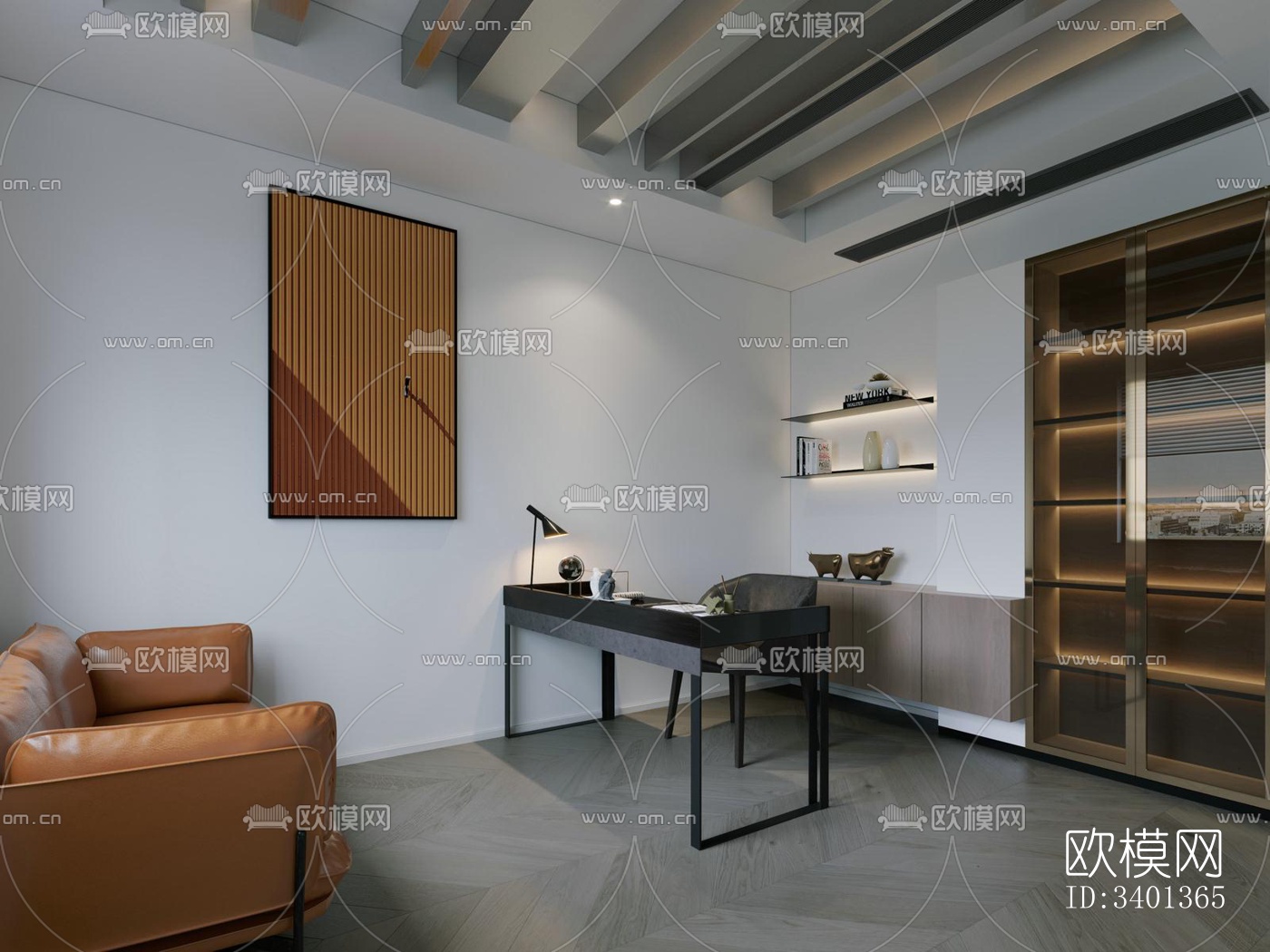 现代大平层效果图下载（渲染图9）