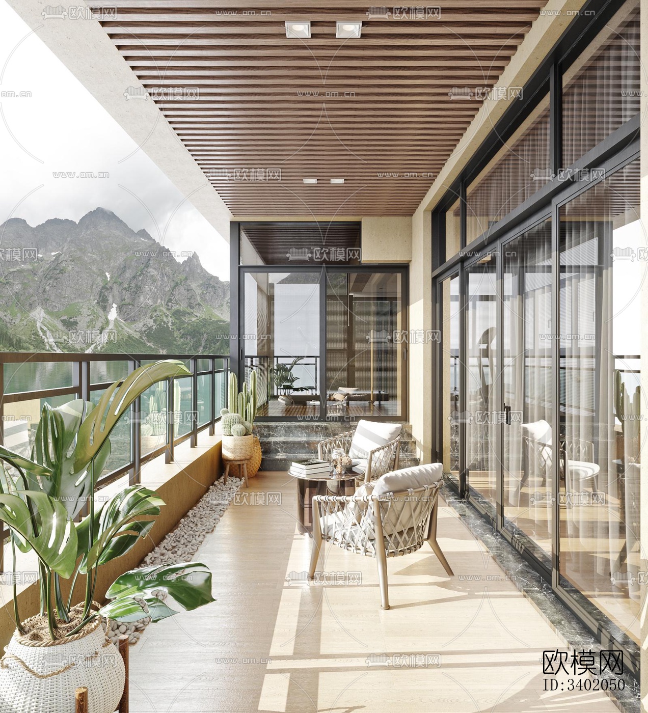 现代大平层效果图下载（渲染图8）