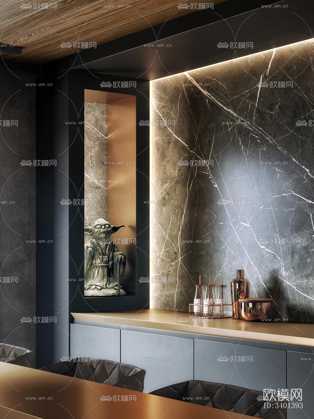 现代大平层效果图下载（渲染图11）