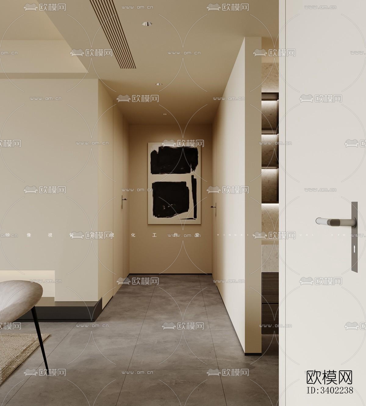 现代大平层效果图下载（渲染图6）