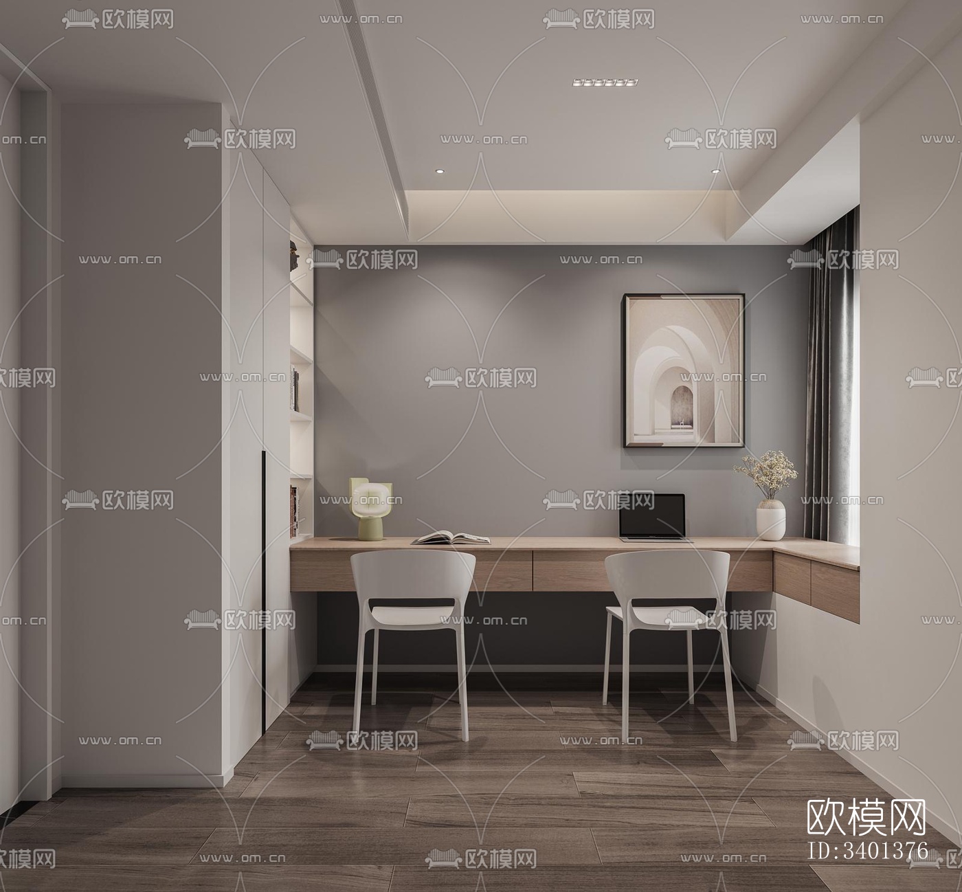 现代大平层效果图下载（渲染图2）