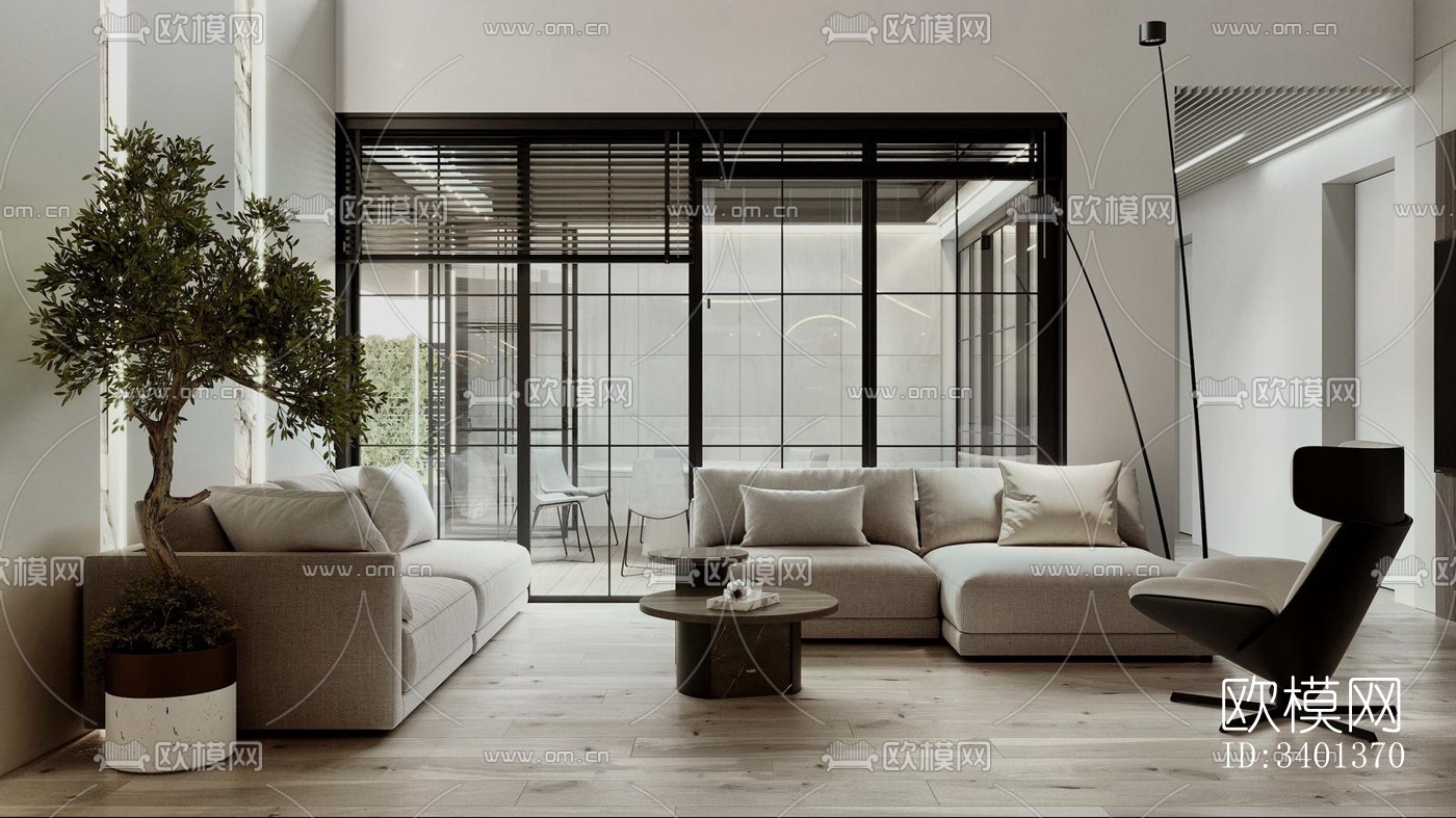 现代大平层效果图下载（渲染图11）