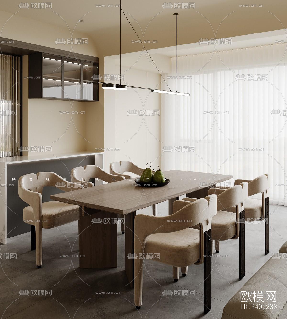 现代大平层效果图下载（渲染图4）